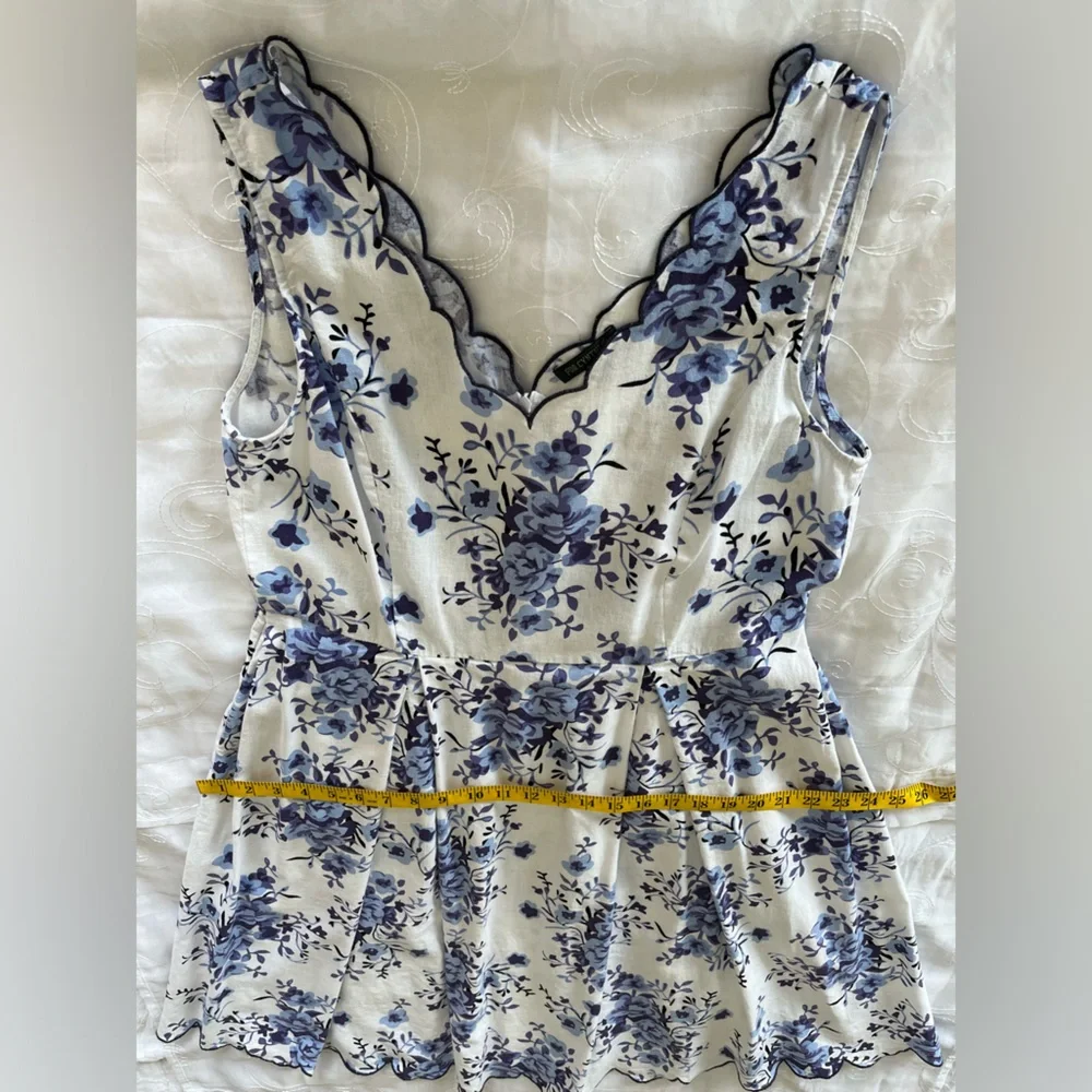 For Cynthia XL White w/Blue Floral Print Sleeveless MidAxi Dress - Picture 9 of 14